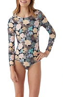 O'Neill Kids' Macaw Tropical Twist Back Long Sleeve One-Piece Swimsuit Black at Nordstrom,