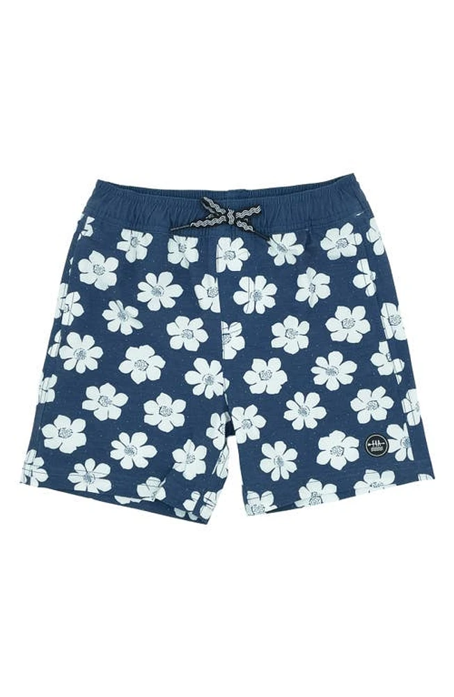 Feather 4 Arrow Kids' Bloom Volley Swim Trunks Navy at Nordstrom,