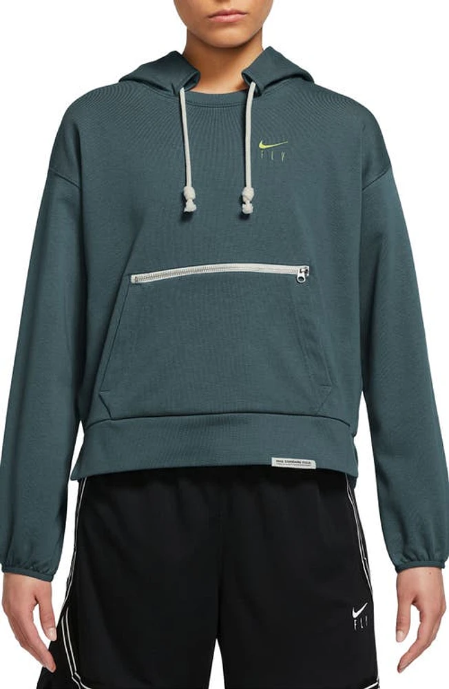 Nike Dri-FIT Swoosh Fly Standard Issue Basketball Hoodie Deep Jungle/Light Lemon Twist at Nordstrom,