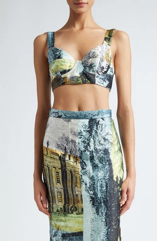 Erdem Textured Satin Corset Crop Top in Parchment at Nordstrom, Size 4 Us