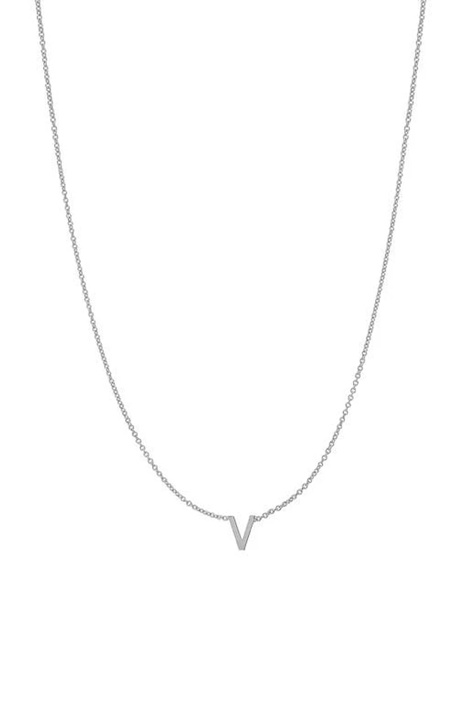 BYCHARI Initial Pendant Necklace in 14K White Gold-V at Nordstrom