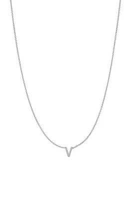 BYCHARI Initial Pendant Necklace in 14K White Gold-V at Nordstrom