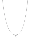 BYCHARI Initial Pendant Necklace in 14K White Gold-V at Nordstrom