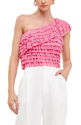 Endless Rose Ruffle One-Shoulder Top Pink at Nordstrom,