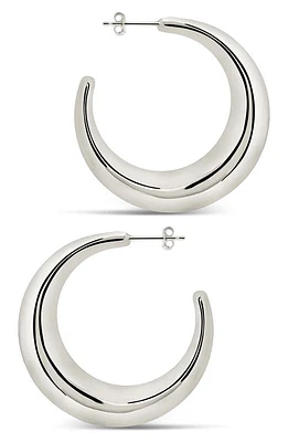 Sterling Forever Trixie Tapered Hoop Earrings in Silver at Nordstrom