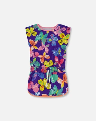 Deux Par Deux Little Girl's Tunic Printed Colorful Butterflies at Nordstrom