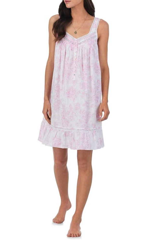 Eileen West Sleeveless Cotton Short Nightgown Pink Flr at Nordstrom,