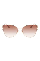 FERRAGAMO 60mm Gradient Cat Eye Sunglasses in Gold/Brown Gradient at Nordstrom