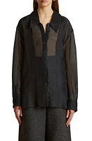 Khaite Nori Pleated Sheer Silk Button-Up Shirt at Nordstrom,