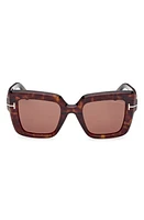 TOM FORD Esme 50mm Square Sunglasses in Shiny Classic Havana /Brown at Nordstrom