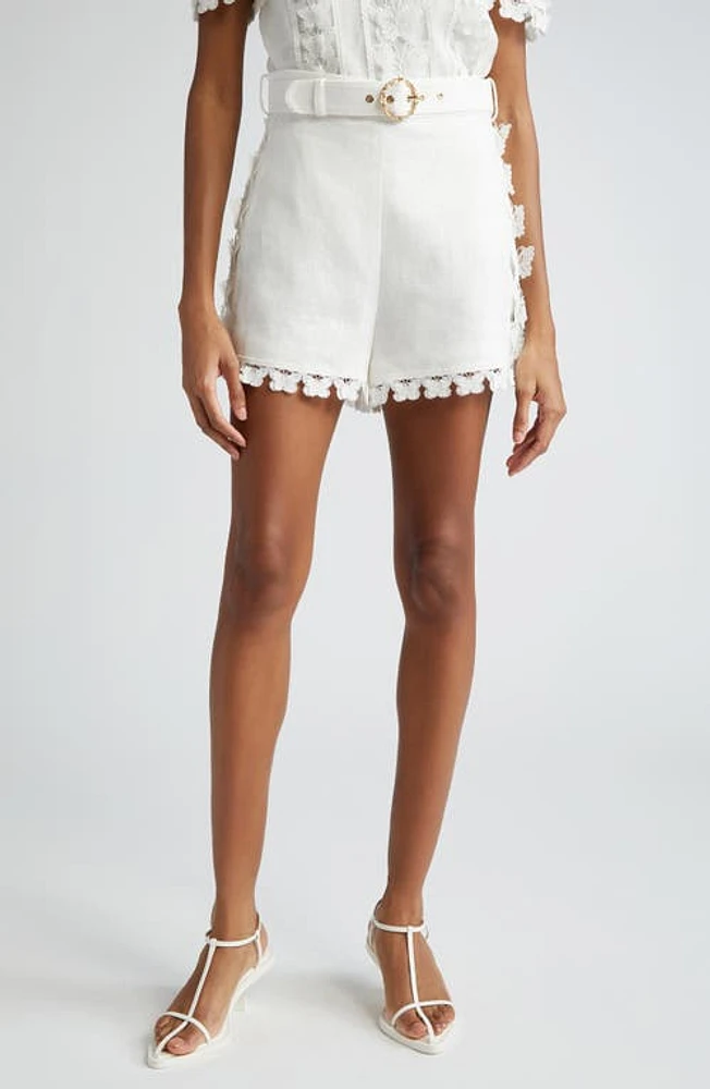 Zimmermann Butterfly High Waist Linen Shorts in Natural at Nordstrom, Size 0P