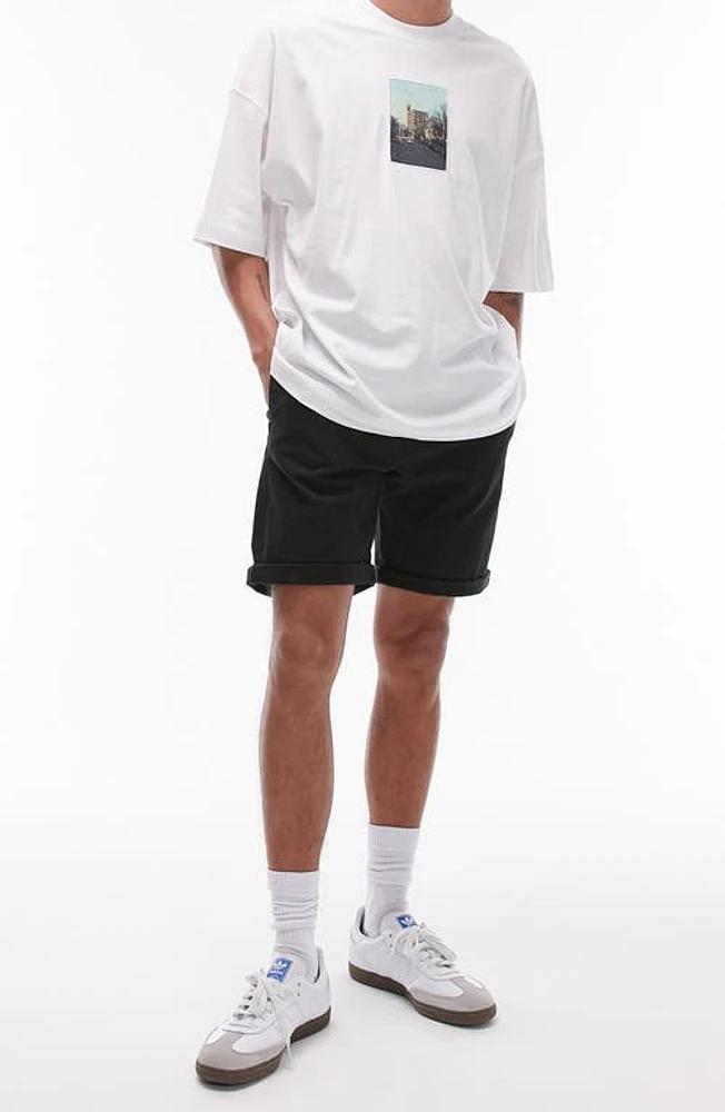 Topman Skinny Chino Shorts Black at Nordstrom,