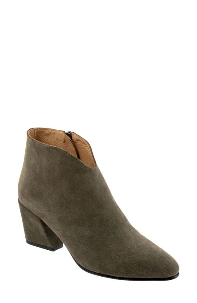 Bueno Sophie Block Heel Bootie Dark Khaki Suede at Nordstrom,