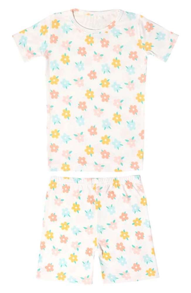 Copper Pearl Daisy Fitted Two-Piece Short Pajamas in Light/Pastel Blue at Nordstrom, Size 12 M