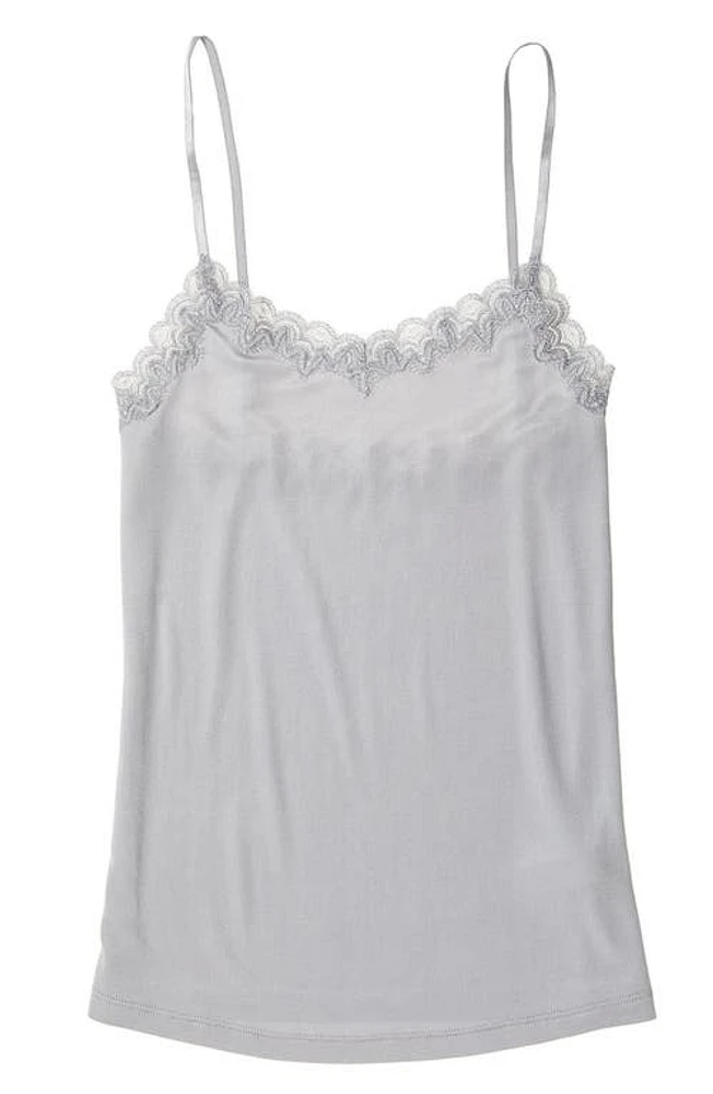 Uwila Warrior Soft Silk Lace Trim Camisole Alloy at Nordstrom,