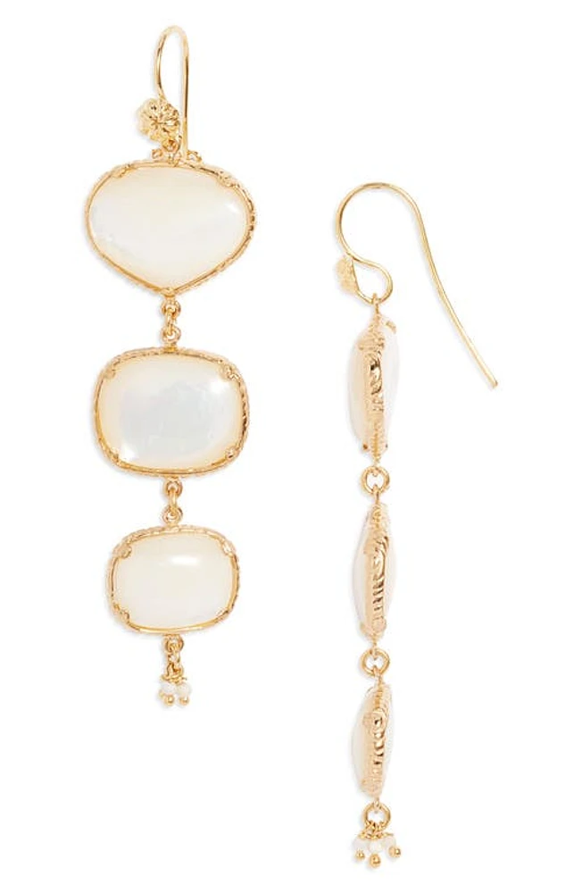 Gas Bijoux Silene Mother-of-Pearl Drop Earrings in White/Gold at Nordstrom