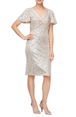 Alex Evenings Sequin Cocktail Sheath Dress Taupe at Nordstrom,