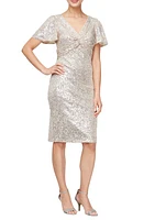 Alex Evenings Sequin Cocktail Sheath Dress Taupe at Nordstrom,