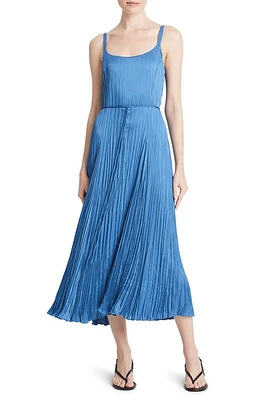 Vince Relaxed Plissé Satin Midi Slipdress at Nordstrom,