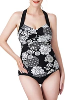 Kimi and Kai Chana Floral Print Two-Piece Maternity Swimsuit Multicolored at Nordstrom,