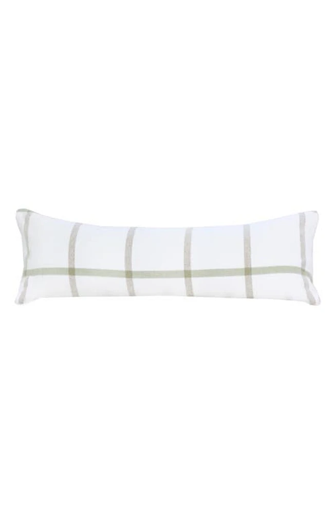 Pom Pom at Home Copenhagen Windowpane Check Cotton Lumbar Accent Pillow in White/olive at Nordstrom, Size 14X40