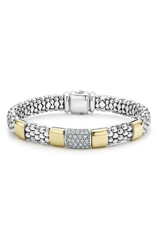 LAGOS Caviar Pavé Diamond Bracelet in Silver at Nordstrom