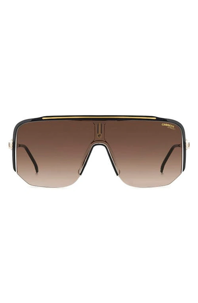 Carrera Eyewear 99mm Oversize Shield Sunglasses in Black Gold/Brown Gradient at Nordstrom