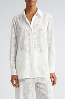 Puppets and Puppet Floral Burnout Jacquard Button-Up Shirt Ivory at Nordstrom,