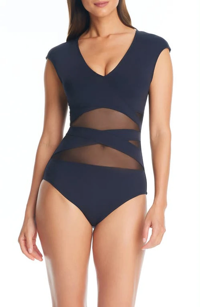 Rod Beattie Don't Mesh Cap Sleeve One-Piece Swimsuit at Nordstrom,