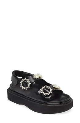 Simone Rocha Embellished Platform Sandal in Black/Pearl/Clear at Nordstrom, Size 9Us