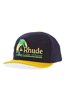 Rhude Azure Coast Snapback Wool Blend Baseball Cap in Navy/Yellow at Nordstrom