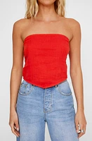 NASTY GAL Casual Triangle Hem Tie Back Strapless Top at Nordstrom,