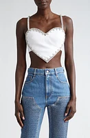 Area Crystal Trim Heart Crop Top at Nordstrom,