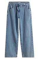 Mistress Rocks Crossover Waist Baggy Wide Leg Jeans Blue at Nordstrom,