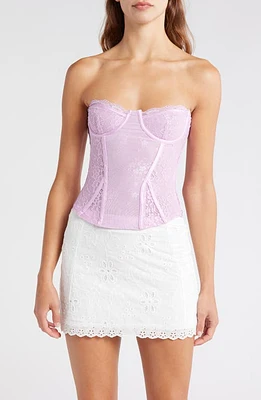 Mistress Rocks Strapless Lace Corset Top Orchid at Nordstrom,