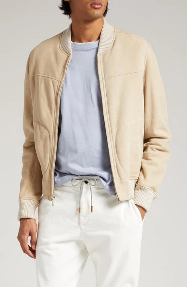 Eleventy Genuine Shearling Bomber Jacket Sand at Nordstrom, Us