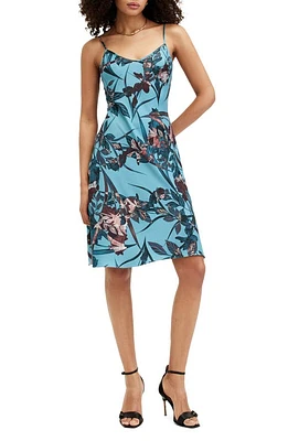 AllSaints Bryony Batu Floral Print Slipdress Lagoon Blue at Nordstrom, Us