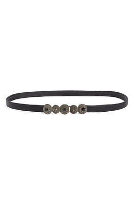 Raina Rhinestone Buckle Leather Belt in Black/Black at Nordstrom