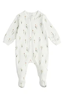 FIRSTS by Petit Lem Tulip Print Organic Cotton Fitted One-Piece Pajamas Off White at Nordstrom,