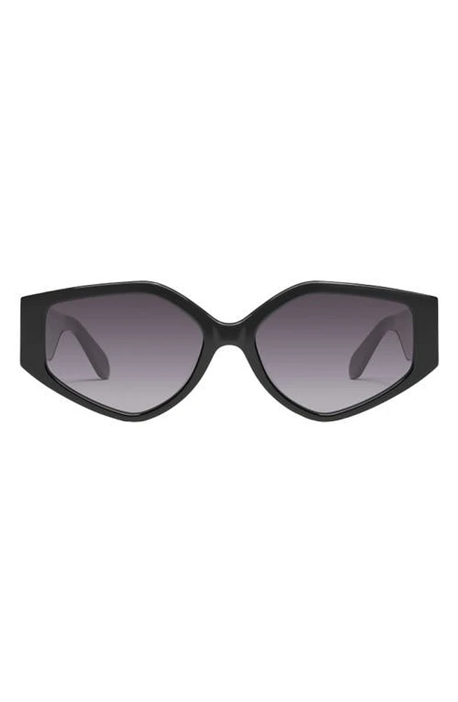 Quay Australia Hot Gossip 44mm Gradient Cat Eye Sunglasses in Black /Smoke at Nordstrom