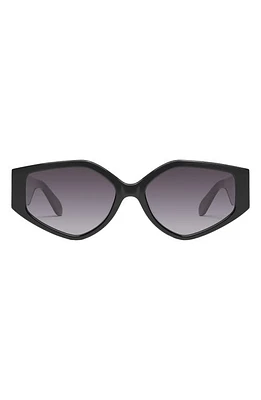 Quay Australia Hot Gossip 44mm Gradient Cat Eye Sunglasses in Black /Smoke at Nordstrom