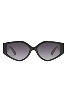 Quay Australia Hot Gossip 44mm Gradient Cat Eye Sunglasses in Black /Smoke at Nordstrom