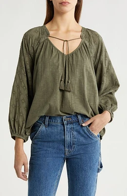 Lucky Brand Long Sleeve Cotton Peasant Top at Nordstrom,