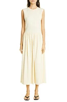 TOTEME Sleeveless Cotton Midi Dress in Vanilla at Nordstrom, Size Large