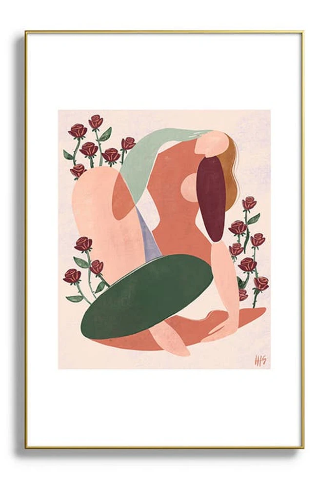 Deny Designs But First Love Yourself Framed Art Print in Golden Tones at Nordstrom