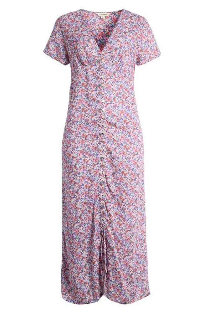 Lucky Brand Print Button Front Midi Dress Multi at Nordstrom,