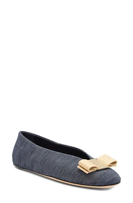 FERRAGAMO Vanna Bow Denim Ballet Flat at Nordstrom,