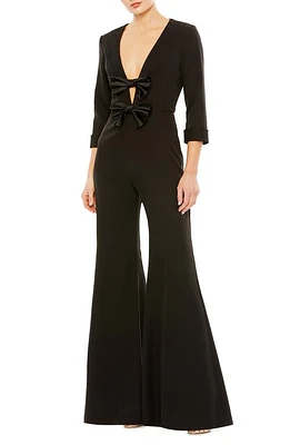 Mac Duggal Bow Detail Wide Leg Jumpsuit Black at Nordstrom,