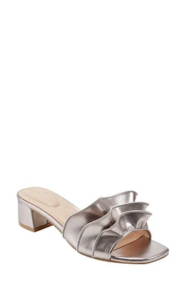 Bandolino Rista Metallic Ruffle Slide Sandal Taupe at Nordstrom,