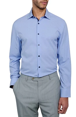 W. R.K Slim Fit Houndstooth Print Recycled Performance Stretch Dress Shirt Blue at Nordstrom,